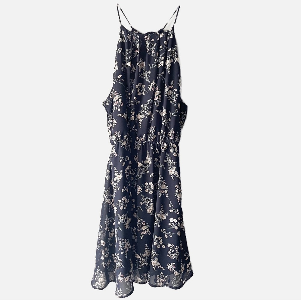 2/$10 Blue Floral Patterned Dress - M
